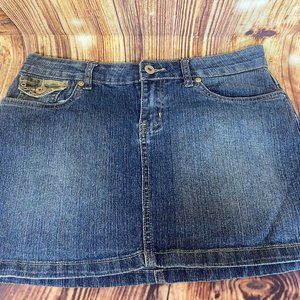 Jean Skirt with Camo and Grommet Accents